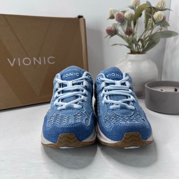 Vionic 23 Walker Denim Lace Up Sneakers Comfort Shoe Blue Women's 6 Medium NWB - Picture 2 of 10